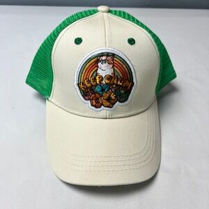 NWT Cat Lady Mellow Meow Green‎ Trucker Hat Keep Cool Rainbow Patch Adjustable